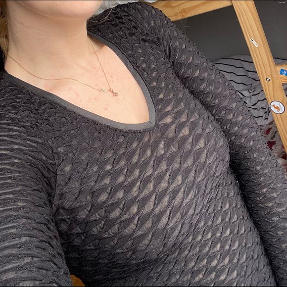 Sheer black top great under a blazer or on its own - Picture 1 of 7